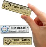 XRLSG Personalized Magnetic Name Badge Custom Name Badge with Pin Metal Id Tags for Uniforms Clear Logo for Business Doctor Teacher Silver