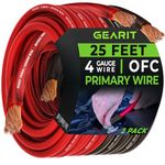 GearIT 4 Gauge Wire Oxygen Free Copper OFC (25ft Each- Black/Red Translucent) 4 AWG - Primary Automotive Wire Power/Ground, Battery Cable, Car Audio Speaker, RV Trailer, Amp, Electrical 4ga 25 Feet