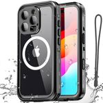 AICase Compatible with iPhone 16 Pro Max Case Waterproof Compatible with Mag Safe, Clear Water Proof Shockproof Dustproof Snowproof Full Body Rugged Phone Case Built-in Screen Protector