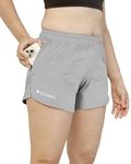 ActiveBug Dual Pocket Shorts for Women for Gym Wear Workout Running Walking Hiking Quick Dry High Performance High Waist (Small, Light Grey)