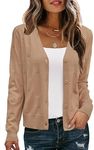 Arach&Cloz Cardigan Sweaters for Women Lightweight Cardigans Bolero Shrugs Knit Sweater Tops Trendy Outfits 2024 Dark Apricot