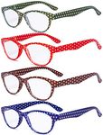 Eyekeppe 4 Pack Ladies Reading Glasses Polka Dots Cat-eye Design Readers for Women Reading +1.50