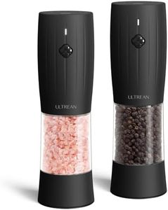 Ultrean Electric Salt and Pepper Grinder Set, Rechargeable Salt and Pepper Shakers, 6 Adjustable Coarseness, LED Light, Kitchen Gadget & Housewarming Gift, Black