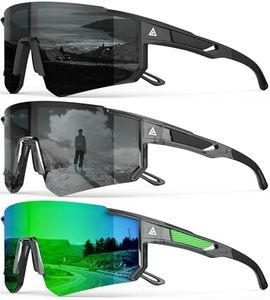 QALLY Polarized Sports Sunglasses for Men, UV400 Protection Mens Sunglasses Wrap Around Sun Glasses for Cycling Running