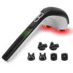 Snailax Cordless Handheld Back Massager with Heat,Deep Tissue Percussion Massager, 3 Sets of Dual Pivoting Heads,Rechargeable Hand Held Massager for Neck,Back Shoulder,Calf,Legs, Gifts for Women Men