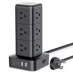 NTONPOWER Power Strip Surge Protector Tower, 1080J Surge Protector Tower, 1625W / 13A Overload Protection, 12 AC Outlets 4 USB Ports (2 USB C), 5ft Extension Cord Power Strip Tower for Office Home