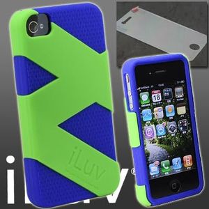 iLuv iPhone 4 Hard Case Dual Layer Case Fusion Green Blue iCC728GBL