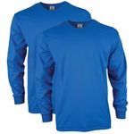 Gildan Men's Ultra Cotton Adult Long Sleeve T-Shirt, 2-Pack, Royal, Small