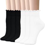 6 Pairs Womens Ruffle Socks,Ruffle 