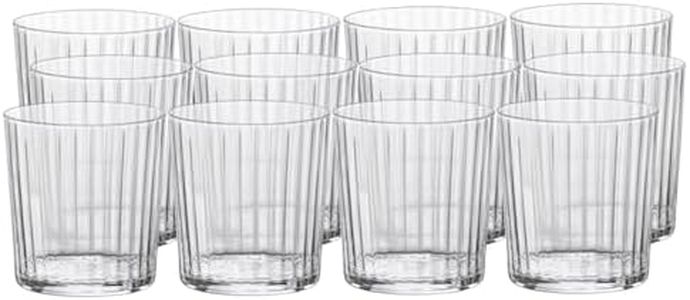 Bormioli Rocco Exclusiva - 12 Oz. Negroni Tumblers, Set of 12 - Elegant Ribbed Drinking Glasses, For Water, Juice, Beer, Cocktail, and Iced Coffee - Made in Italy, Dishwasher Safe