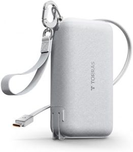 TORRAS PowerGo 3-in-1 Portable Charger 10000mAh, 45W Fast Charging Power Bank with Built-in 3.3 ft Retractable USB-C Cable & Wall Plug, Travel Essentials for iPhone 17/16/15, iPad, MacBook, Samsung