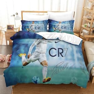 tanzhenning Ronaldo Housses De Couettes Parure De Lit 3 Pièces en Microfibre avec Impression 3D Housse De Couette Setit Fermeture Éclair Et Taie d'oreiller King（220x240cm）