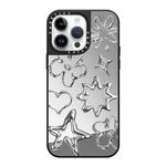 CASETiFY Mirror iPhone 14 Pro Max Case [Reflective / 4.9ft Drop Protection/Compatible with Magsafe] - Chrome Doodles - Silver On Black