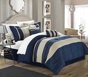 Chic Home CS1220-023-AN Carlton 6-Piece Comforter Set, Queen Size, Blue