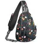 G4Free RFID Sling Bag Crossbody Backpack Casual Chest Shoulder Daypack Gym Bag for Hiking Travel 7L(Black Base Floral)