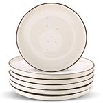 Dinner Plates Ceramic Plate Set - 10.5" Large Serving Plate Sets - Flat Round Big Porcelain Plates for Kitchen - Modern Rustic Dining Plates - Microwave and Dishwasher Safe - 6 Pack - Vanilla White