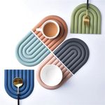 Miscati Heat Insulation Mat Table Mat Anti-Scald Placemat Home Nordic Rainbow Silicone Bowl Mat Plate Dish Mat Pot Mat Thickened Coaster