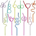 33 Pcs Crazy Straws,11 Different Designs Colorful Loop Straws,10'' Reusable Plastic Silly Straws for Kids,Silly Colorful Drinking Straws,Fun Varied Twists Straws for Kids,Birthday Party Supplies