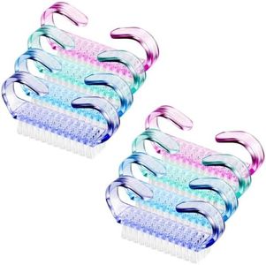 Geebymol Nail Brush 8 Pcs Mini Handle Nail Brush Hand Scrubbing Cleaning Brush Fingernail Brushes Plastic Clean Brush, Kids Nail Scrubbing Brushes for Cleaning Nails(Blue, Green, Pink, Purple)