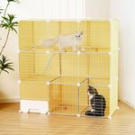 Pet Scene DIY Cat Cage,Pet Cage Detachable Transparent Enclosure Pet Crate with Cat Litter Box,Rabbit Hutch Kitty Kennel Bunny Ferret Home Playpen,Size-111 * 49 * 111CM