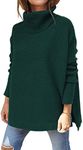 LILLUSORY Oversized Turtleneck Pullover Sweaters Womens 2024 Long Tunic Sweater Winter Trendy Casual Poncho Cowl Neck Cute Tops Dress Fall Fashion Clothes Outfits Clothing Forest Green