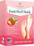 Plantifique Foot Peel 2 Pack - Mask Foot Mask Dermatologically Tested Repair Heels & Removes Dry Dead Skin for Soft Baby Feet - Exfoliating Peel Mask for Hard Skin Peeling (Strawberry)