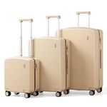 Hanke Hard Shell Luggage Sets 3 Pieces, 16/24/28 Inch Carry On Luggage with Wheels Extra Large TSA Luggage for Travel Lighweight Checked Suitcase Underseat Carry On Bag(Cuba Sand)
