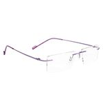 Purple rimless eyeglasses for men & women, Sleek Side Rimless Frame