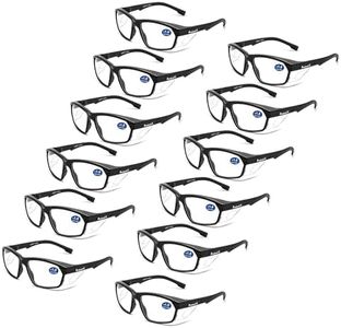 ProtectX Safety Reading Glasses 1.0 Diopter, Safety Glasses with Readers 1.0, Reader Safety Glasses 1.0, ANSI Z87.1 Rated with UV Protection 12 Pack