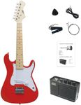 CB SKY 30 Inch Kids Electric Guitar Beginner Kit, Junior 1/4 Size Mini Electric Guitar for Children with 2W Amplifier, Beautiful Birthday Chritsmas Guitar Gifts (Red)