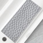 Bligli Bath Tub Shower Mat, 16x39 Inch Extra Long Non-Slip Bathtub Mats with Strong Suction Cups, Soft Rubber Anti-Slip Bathroom Floor Mat, Machine Washable, Comfort on Feet, 100% BPA Free (Grey)