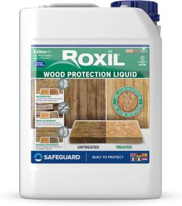 Roxil Wood Waterproofing Liquid 5L – Clear Outdoor Sealer for Decking, Fences, Sheds