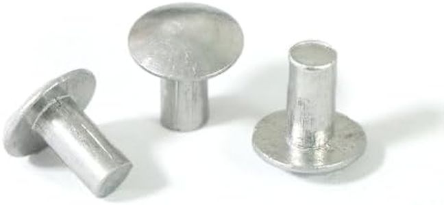 3/16" Diameter X 3/8" Length Brazier Head Solid Aluminum Rivets, Fix Leaky Solid Rivet 0.19" Diameter 0.375" Length, Aluminum Boat Rivets, Modified Brazier, Round/Dome Head Rivet, 100-Pack