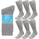 Falari 6 Pairs Diabetic Socks Unisex (10-13 Men Size, Grey)