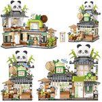 Building Blocks Toys Japanese Street View Mini Building Blocks Panda Teahouse,MOC Creative DIY Simulation Architecture Mini Particle Construction Building Toys,Gift Idea for Kids Adults,Panda Teahouse