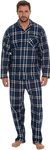 BRANDBUYS Mens Traditional Warm Flannel Pyjama Set Winter Warm Flannel Thermal 100% Cotton napped Flannelette M L XL XXL Gifts for Him (as8, alpha, x_l, regular, regular, Denim Check)