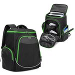 Trunab Gaming Console Backpack compatible with PS5/PS4/PS4 Pro/PS4 Slim/Xbox One/Xbox One X, Travel Carrying Bag with Multiple Pockets for 15.6” Laptop and Gaming Accessories, Green (Patented Design)