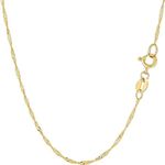 Jewelry Affairs 10k Yellow Real Solid Gold Singapore Chain Necklace, 1.5mm