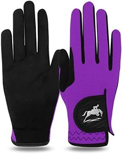 FINGER TEN Horse Riding Gloves Equestrian Women Kids for Girls Boys Mesh Breathable Lightweight Color Pack, Comfortable Grip for Summer (Women-Purple, Small)