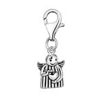 Quiges 925 Sterling Silver 3D Angel Holding Heart Lobster Clasp Charm Clip on Pendant