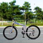 26" Mountain Bike Folding,21 Speed Men Bikes MTB Bicycle School Dual Disc Brake