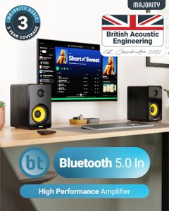 MAJORITY D40X Bluetooth Bookshelf Speakers – Wireless Stereo Audio