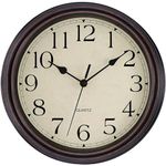 Foxtop Silent Non-Ticking Round Classic Clock Retro Quartz Decorative Battery Operated Wall Clock for Living Room Kitchen Home Office 12 inch (Bronze)