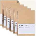 ZCZN A5 Plain Paper Notebook, 6 Pack Spiral Notebook for School, Study, Office Use, 120 Pages/60 Sheets