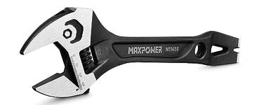 MAXPOWER Adjustable Wrench 300mm, 3-in-1 Cr-V Adjustable Spanner with Hammer Head and Pry Bar Crowbar Nail Puller Function