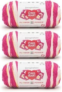 Red Heart All in ONE Flower Power Peony pop Yarn - 3 Pack of 8.8oz/250g - 100% Acrylic - #4 Worsted (Medium) - 440 Yards - Knitting/Crochet