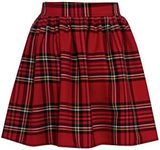 Miss Skinny New Womens RED Black Ladies Tartan Skater Mini Skirt Elasticated Waist Size 8-20 (14, Red)