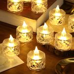 VERVENIX 6 Pcs LED Tea Light Candles | Flameless & Smokeless Acrylic Diyas | Battery-Operated | Warm White 3cm Candles for Diwali, Festive, Wedding, Party & Christmas Décor (Pack of 6)
