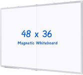 Maxtek Magnetic Dry Erase White Board 48 X 36 Inches, Double Sided Large WhiteBoard Wall-Mounted Silver Aluminum Frame, Marker Board for Home, School, Office, Kitchen, Memo
