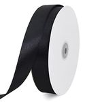 TONIFUL 1 Inch x 100yds Black Satin Ribbon, Thin Solid Color Satin Ribbon for Gift Wrapping, Crafts, Hair Bows Making, Wedding Party Decoration, Sewing, Invitation Cards, Floral Bouquets, Christmas